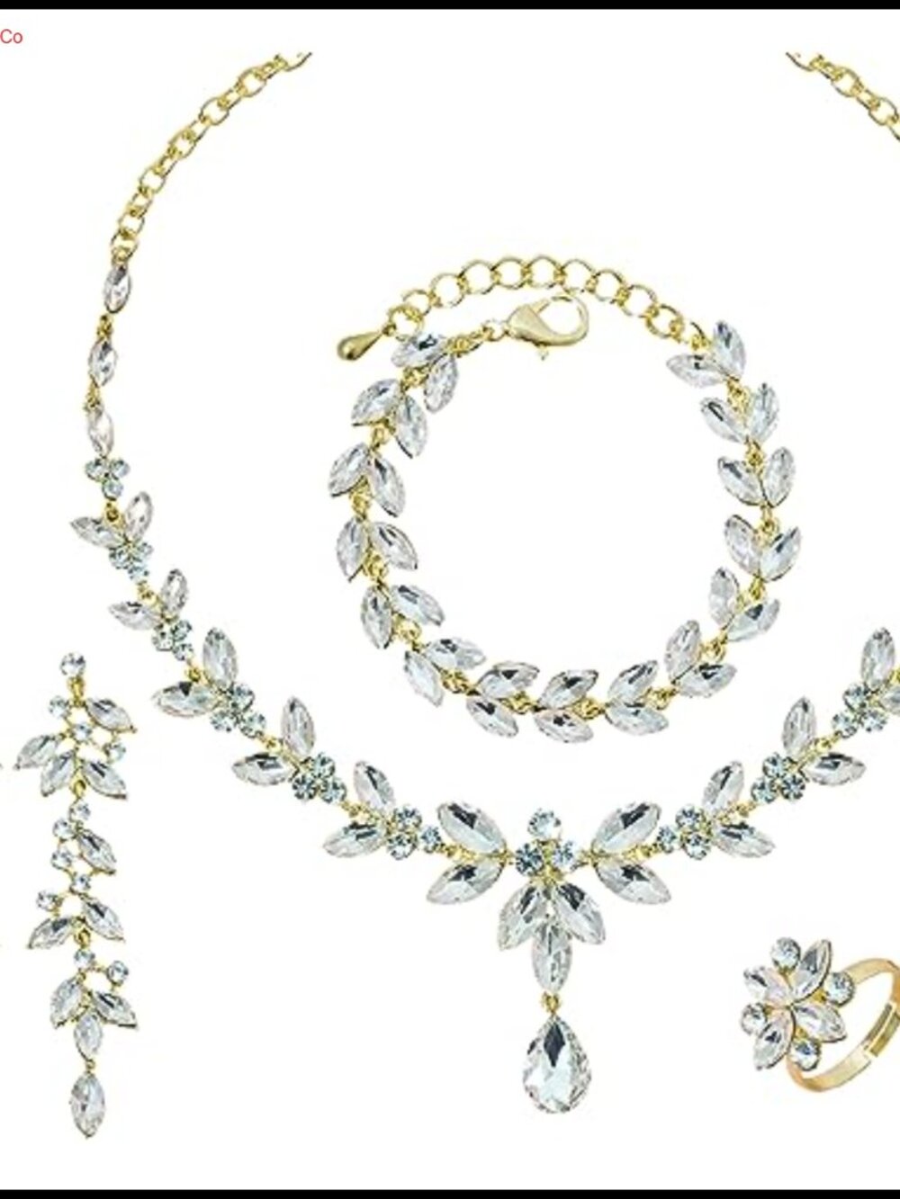 CSY Rhinestone Austrian Crystal Wedding Jewelry Set Necklace Earrings Bracelet